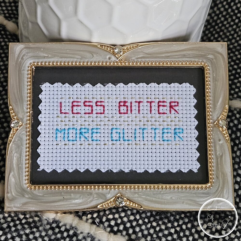 Snarky Hand-Crafted Cross Stitch Designs – Less Bitter More Glitter - Picture 1 of 1